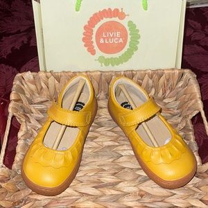 Livie and Luca Ruche Mary Jane Sandals Butterscotch Color NIB